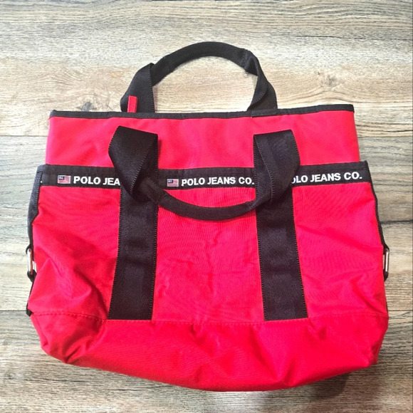 Polo Ralph Lauren Red and Black Vintage Lunch Bag - Picture 1 of 8